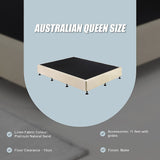 NNEDSZ Palermo Queen Ensemble Bed Base Platinum Natural Sand Linen Fabric