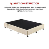 NNEDSZ Palermo King Single Ensemble Bed Base Platinum Natural Sand Linen Fabric