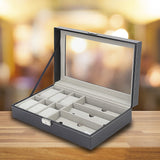 NNEDSZ 6+3 Grid Watch Sunglass Eyeglasses Display Box Case Storage Organizer PU Leather
