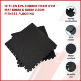 NNEDSZ 12 Tiles EVA Rubber Foam Gym Mat 60cm x 60cm 2.5cm Fitness Flooring