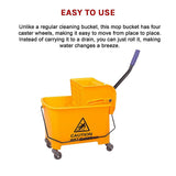 NNEDSZ 20L Deluxe Mop Wringer Bucket Side Press Janitor Commercial Cleaning
