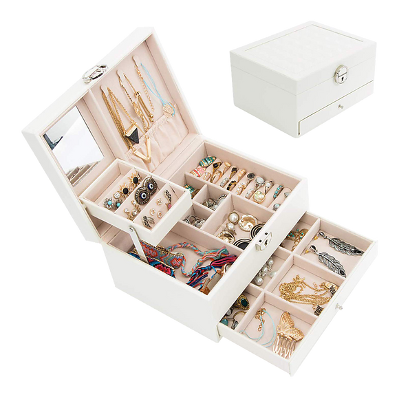 NNEDSZ Jewellery Storage Box Girls Rings Necklaces Display Organiser Storage Case