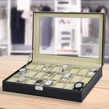 NNEDSZ Watch Box - 24 Slot Luxury Display Case With Framed Glass Lid