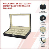 NNEDSZ Watch Box - 24 Slot Luxury Display Case With Framed Glass Lid