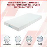 NNEDSZ Palermo King Single Mattress Memory Foam Green Tea Infused CertiPUR Approved