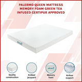 NNEDSZ Palermo Queen Mattress Memory Foam Green Tea Infused CertiPUR Approved