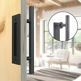 NNEDSZ Carbon Steel Door Handle & Flush Pull Wood Door Gate Hardware 12"