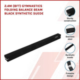 NNEDSZ 2.4m (8FT) Gymnastics Folding Balance Beam Black Synthetic Suede