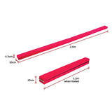 NNEDSZ 2.4m (8FT) Gymnastics Folding Balance Beam Pink Synthetic Suede