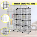 NNEDSZ 12 Cube Wire Grid Organiser Bookcase Storage Cabinet Wardrobe Closet Black
