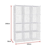 NNEDSZ 12 Cube Wire Grid Organiser Bookcase Storage Cabinet Wardrobe Closet White