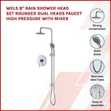 NNEDSZ WELS 8" Rain Shower Head Set Rounded Dual Heads Faucet High Pressure With Mixer