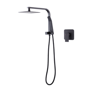 NNEDSZ WELS 8" Rain Shower Head Set Square Dual Heads Faucet High Pressure With Mixer