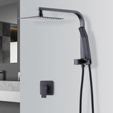 NNEDSZ WELS 8" Rain Shower Head Set Square Dual Heads Faucet High Pressure With Mixer