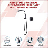 NNEDSZ WELS 8" Rain Shower Head Set Square Dual Heads Faucet High Pressure With Mixer