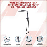 NNEDSZ WELS 8" Rain Shower Head Set Square Dual Heads Faucet High Pressure Hand Held