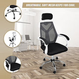 NNEDSZ Office Chair Gaming Computer Chairs Mesh Back Foam Seat - White