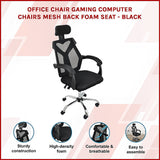 NNEDSZ Office Chair Gaming Computer Chairs Mesh Back Foam Seat - Black
