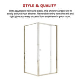 NNEDSZ Semi Frameless Shower Screen (98~106)x 195cm & (89~92)x 195cm Side AS/NZS Glass