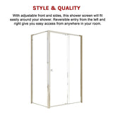 NNEDSZ Semi Frameless Shower Screen (114~122)x 195cm & (77~80)x 195cm Side AS/NZS Glass