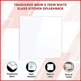 NNEDSZ Toughened 90cm x 75cm White Glass Kitchen Splashback