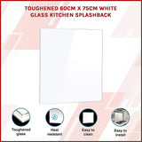 NNEDSZ Toughened 60cm x 75cm White Glass Kitchen Splashback