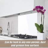 NNEDSZ Toughened 60cm x 75cm White Glass Kitchen Splashback