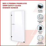 NNEDSZ 900 x 2100mm Frameless 10mm Safety Glass Shower Screen