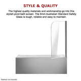 NNEDSZ 180 Degree Pivot Door 6mm Safety Glass Bath Shower Screen 800x1400mm By Della Francesca