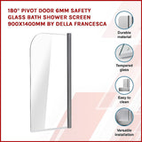 NNEDSZ 180 Degree Pivot Door 6mm Safety Glass Bath Shower Screen 900x1400mm By Della Francesca