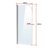 NNEDSZ 180 Degree Pivot Door 6mm Safety Glass Bath Shower Screen 900x1400mm By Della Francesca