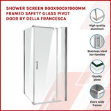 NNEDSZ Shower Screen 900x900x1900mm Framed Safety Glass Pivot Door By Della Francesca