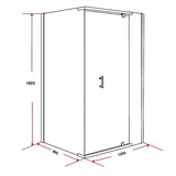 NNEDSZ Shower Screen 1200x800x1900mm Framed Safety Glass Pivot Door By Della Francesca