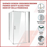 NNEDSZ Shower Screen 1200x900x1900mm Framed Safety Glass Pivot Door By Della Francesca