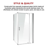 NNEDSZ Shower Screen 1200x900x1900mm Framed Safety Glass Pivot Door By Della Francesca