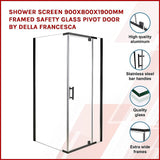 NNEDSZ Shower Screen 900x800x1900mm Framed Safety Glass Pivot Door By Della Francesca