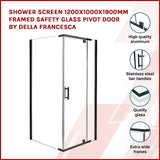 NNEDSZ Shower Screen 1200x1000x1900mm Framed Safety Glass Pivot Door By Della Francesca