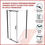 NNEDSZ Shower Screen 1200x800x1900mm Framed Safety Glass Pivot Door By Della Francesca