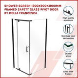 NNEDSZ Shower Screen 1200x900x1900mm Framed Safety Glass Pivot Door By Della Francesca