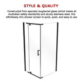 NNEDSZ Shower Screen 1200x900x1900mm Framed Safety Glass Pivot Door By Della Francesca