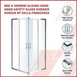 NNEDSZ 900 x 1200mm Sliding Door Nano Safety Glass Shower Screen By Della Francesca
