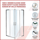 NNEDSZ 1000 x 900mm Sliding Door Nano Safety Glass Shower Screen By Della Francesca