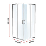 NNEDSZ 1000 x 900mm Sliding Door Nano Safety Glass Shower Screen By Della Francesca