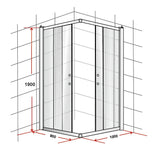 NNEDSZ 900 x 1000mm Sliding Door Nano Safety Glass Shower Screen By Della Francesca