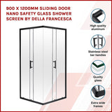 NNEDSZ 900 x 1200mm Sliding Door Nano Safety Glass Shower Screen By Della Francesca