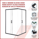NNEDSZ 1000 x 900mm Sliding Door Nano Safety Glass Shower Screen By Della Francesca
