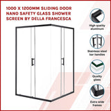 NNEDSZ 1000 x 1200mm Sliding Door Nano Safety Glass Shower Screen By Della Francesca