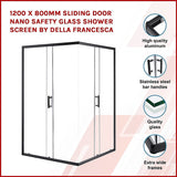 NNEDSZ 1200 x 800mm Sliding Door Nano Safety Glass Shower Screen By Della Francesca