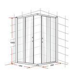 NNEDSZ 1200 x 1000mm Sliding Door Nano Safety Glass Shower Screen By Della Francesca