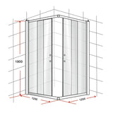 NNEDSZ 1200 x 1200mm Sliding Door Nano Safety Glass Shower Screen By Della Francesca